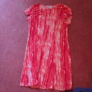 Southern Lady Orange and White Dress-Super Comfortable! Fun Vibrant Color